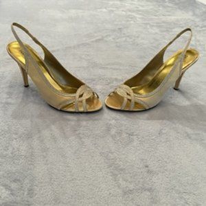 Valenti Franco Women's High Heels Sequin 10 Gold